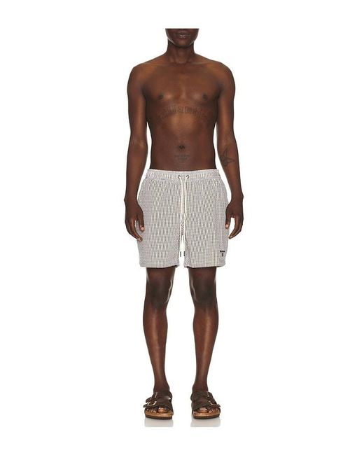Barbour Natural Gingham Seersucker Swim Short for men