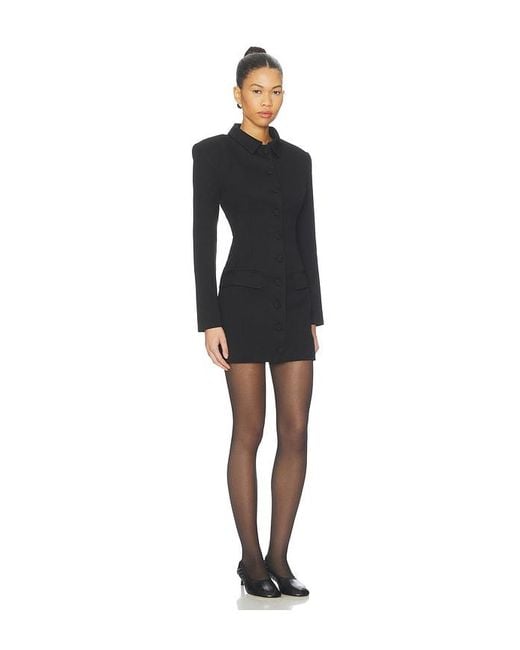 AEXAE Black Wool Contoured Collar Mini Dress
