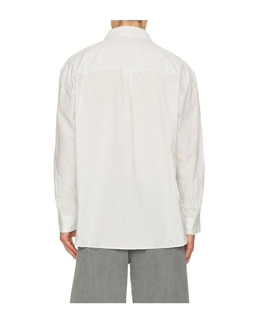 DUNST White Classic Striped Bd Overshirt for men