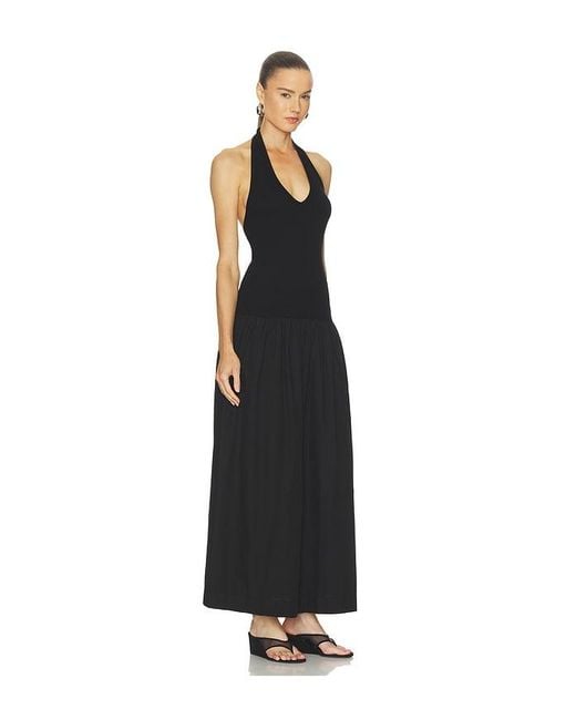 Enza Costa Black Cotton Halter Dress