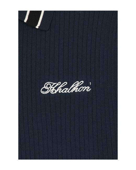 Khalhon Blue Varsity Tipped Rib Polo for men