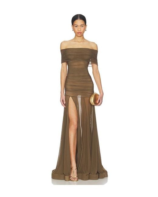 Bronx and Banco Natural Dakar Off Shoulder Sheer Maxi Dress