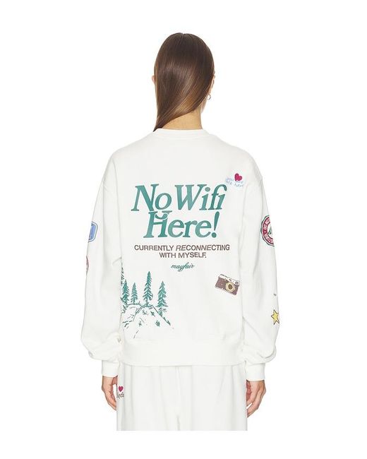 The Mayfair Group White No Wifi Here Crewneck