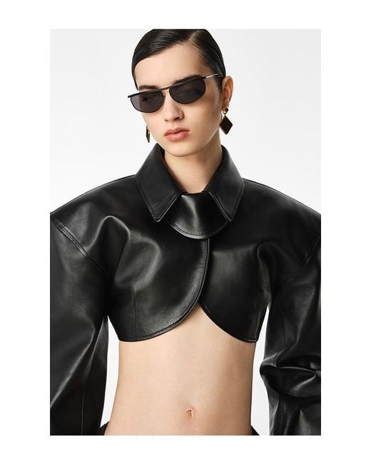 REVOLVE LOS ANGELES Black Agnes Cropped Leather Jacket
