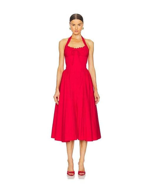 Line & Dot Abbott ホルターミディ丈ワンピース Red
