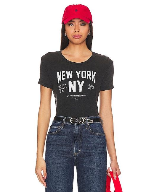 The Laundry Room Black T-SHIRT MIT RIPPSTRUKTUR WELCOME TO NEW YORK