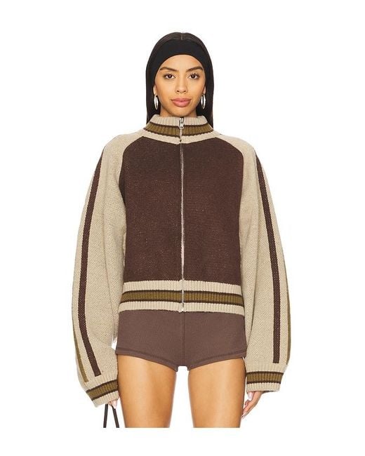 Jaded London Brown Knitted Bomber