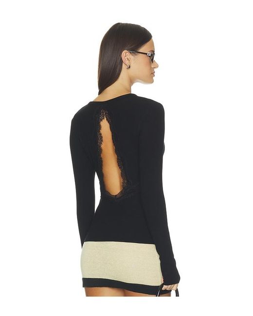 Elodie the Label Black Noir Lace Back Ribbed Top