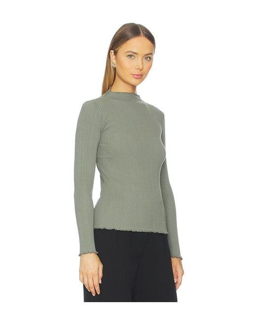 Nation Los Angeles Green Brenna Mock Neck Top
