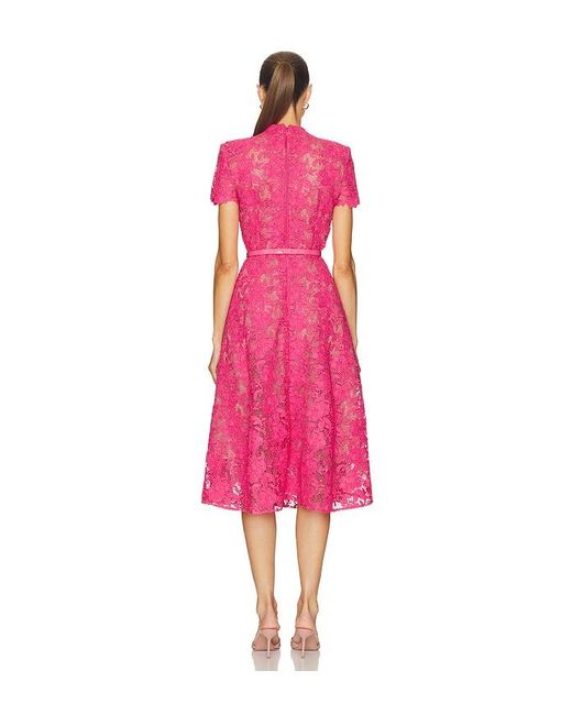 Nadine Merabi Pink Lace Midi Dress