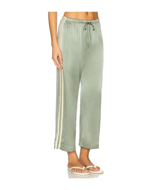 DONNI. Green Silk Stripe Crop Pant
