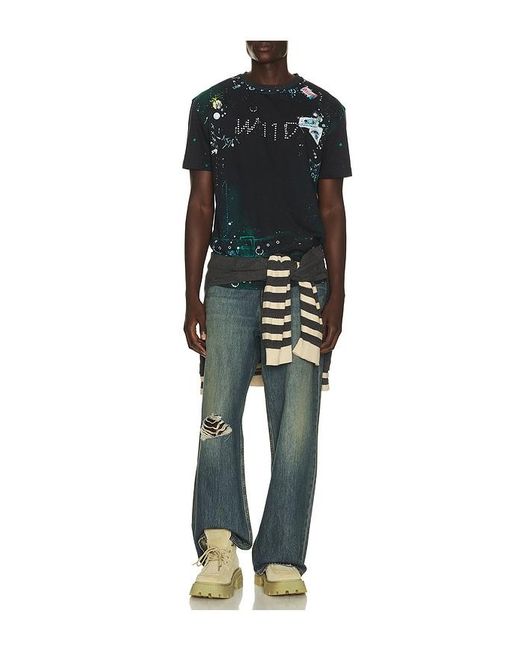 we11done Black Trompe-'Oeil Pierced T-Shirt for men