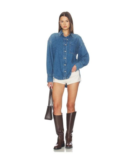 Free People Blue X We The Free Ashley Denim Shirt