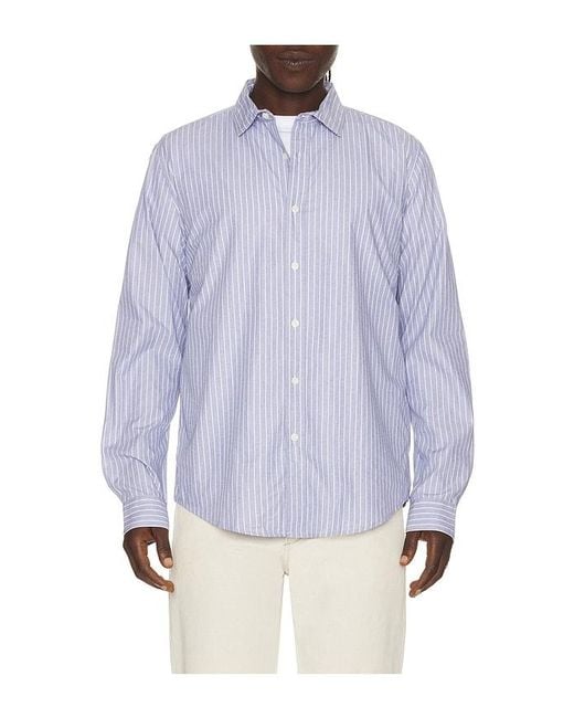 Onia Blue Poplin Long Sleeve Button Down Shirt for men