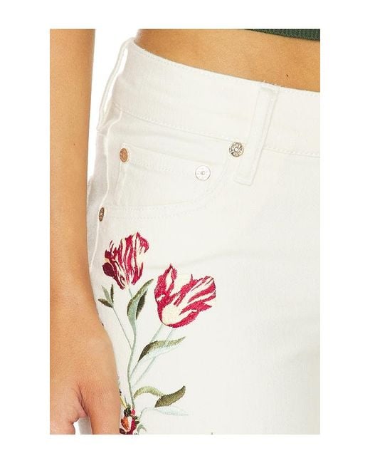 Alice + Olivia White Chic Embroided Jean