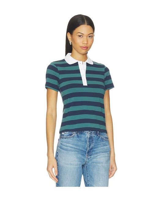 GOOD AMERICAN Blue The Easy Polo Top