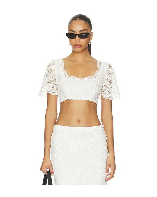 Frankie's Bikinis White X Paige Lorenze Honeymoon Lace Blouse