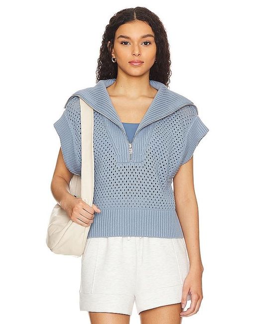 Varley Blue Mila Half Zip Sweater