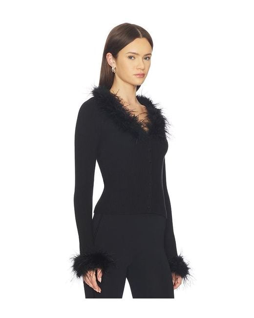 MAJORELLE Black Lela Feather Cardigan