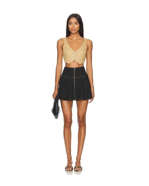 OW Collection Black Dana Pleat Skirt
