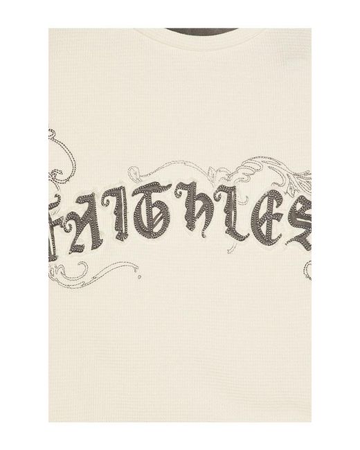 Jaded London Natural Faithless Rib Cross Applique Long Sleeve Tee for men
