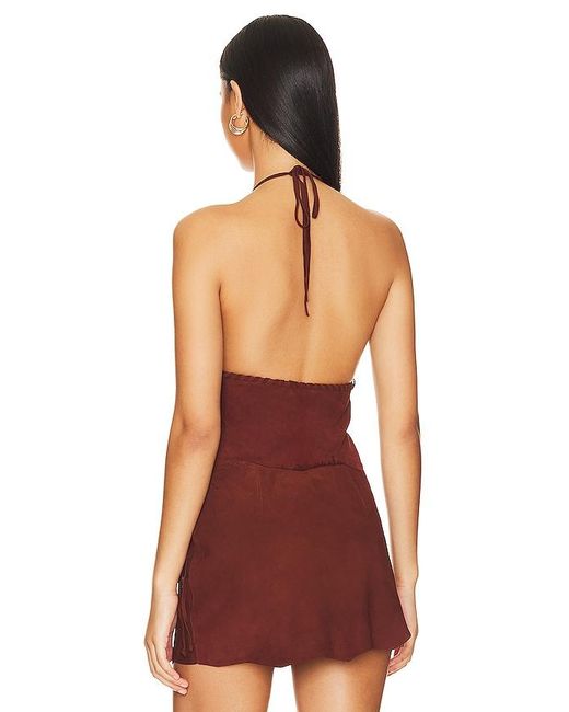 Lovers + Friends Red Suede Leather Top