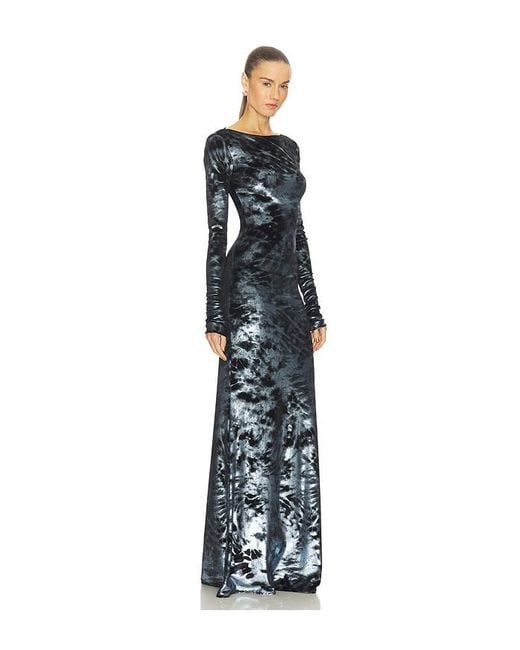 ROBE DE SOIRÉE VELOUR BOATNECK en Blue LAPOINTE