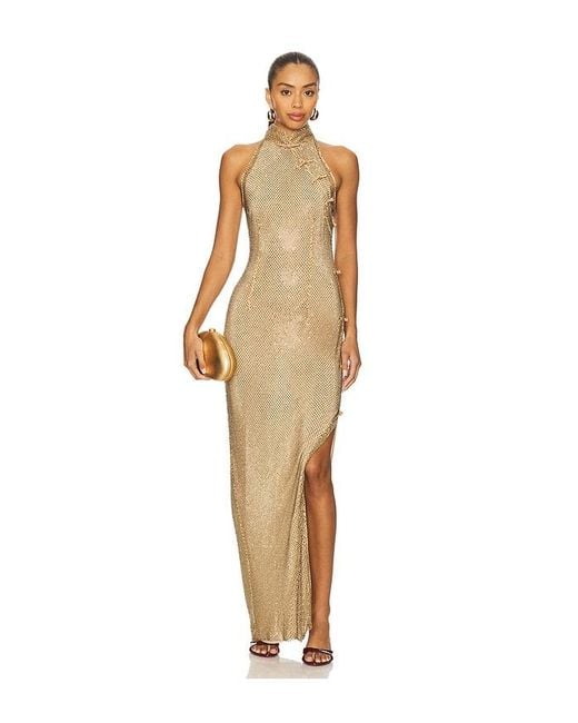 SAU LEE Natural Santana Crystal Dress