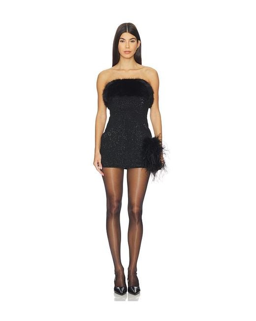 retroféte Black Pailletten-Pelzkleid Torin