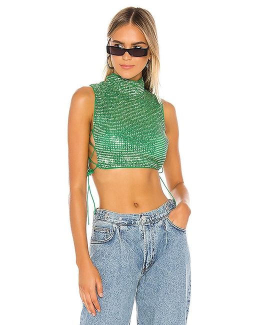 h:ours Green 21 Crop Top
