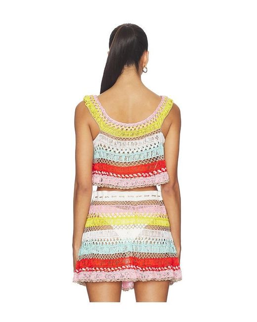 MY BEACHY SIDE Red Cleo Hand-Crocheted Top