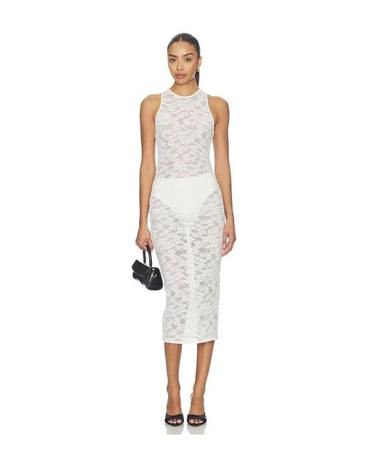 Fleur du Mal White Le Stretch Lace Racer Tank Dress