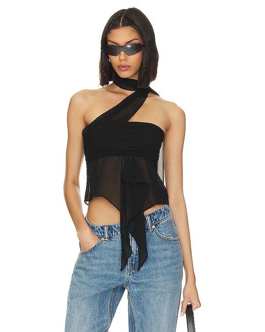 GUIZIO Black Chiffon Wrap Around Top