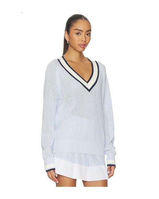 Varley White Maurice V-Neck Sweater