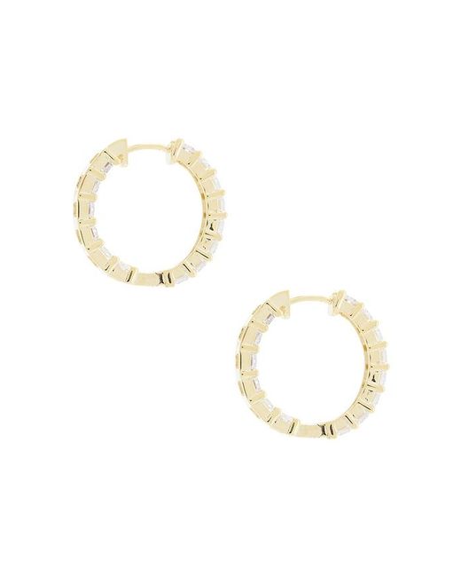 By Adina Eden White Baguette Hoop Earring