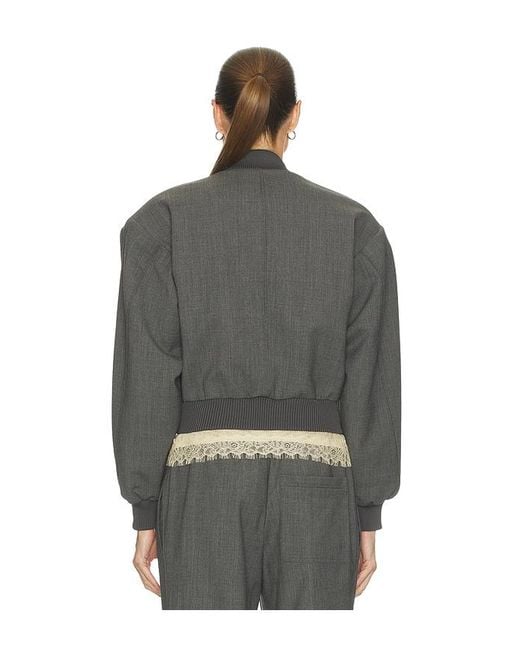 Helsa Gray Wool Blend Bomber Jacket
