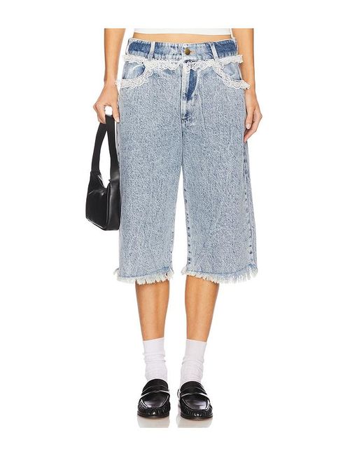 Tanner Fletcher Blue Lange Shorts Sid Lace Trim