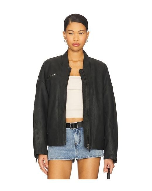 Free People Black X We The Free Vinny Faux Bomber