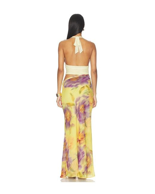 Runaway the Label Metallic Alexis Halter Cut Out Maxi Dress