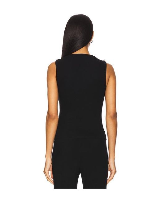 Enza Costa Black Silk Knit Sleeveless Boatneck Top