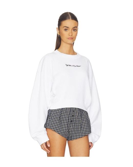 Off-White c/o Virgil Abloh White Embroidered Arrow Script Sweatshirt
