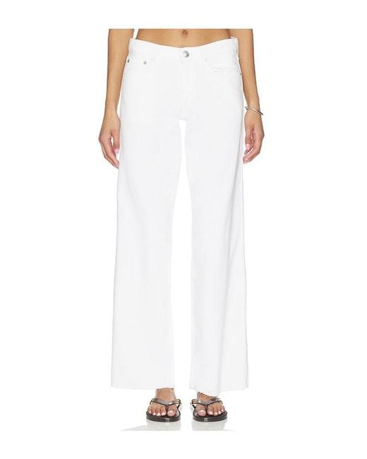 Rag & Bone White Featherweight Cam Low-Rise Full Straight Jeans