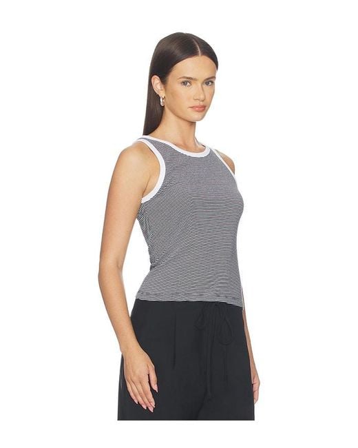 Enza Costa Black Cotton Mini Stripe Tank