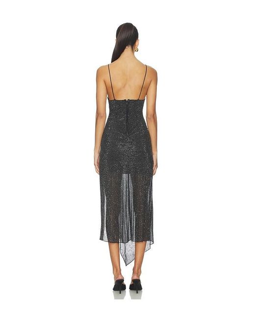Alice + Olivia Black Harmony Embell Midi Dress With Slit