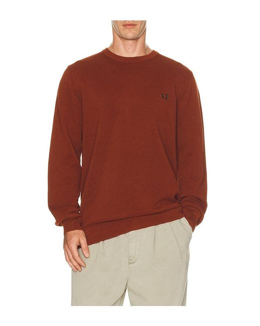 Fred Perry Red Pique Stitch Jumper for men