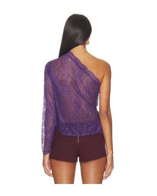 MOTHER OF ALL Purple Cora One Shoulder Lace Top