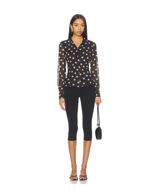 Sanctuary Black Fitted Mesh Button Down Top