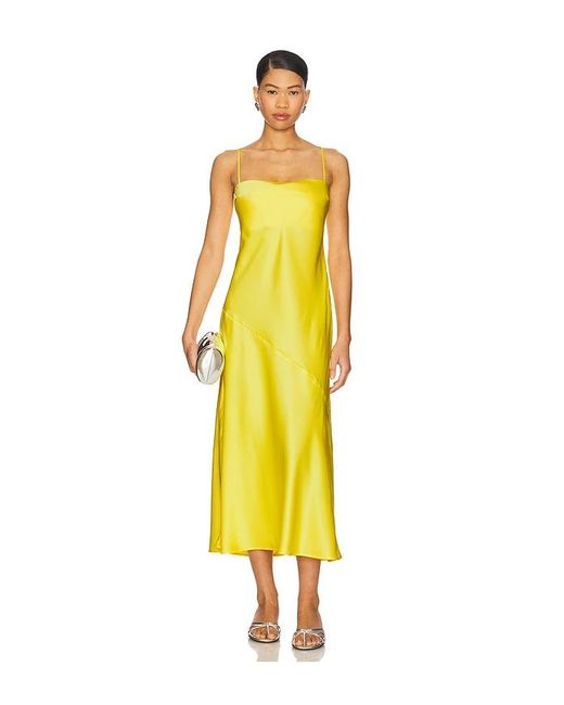 Susana Monaco Yellow Satin Bias Cut Slip Dress
