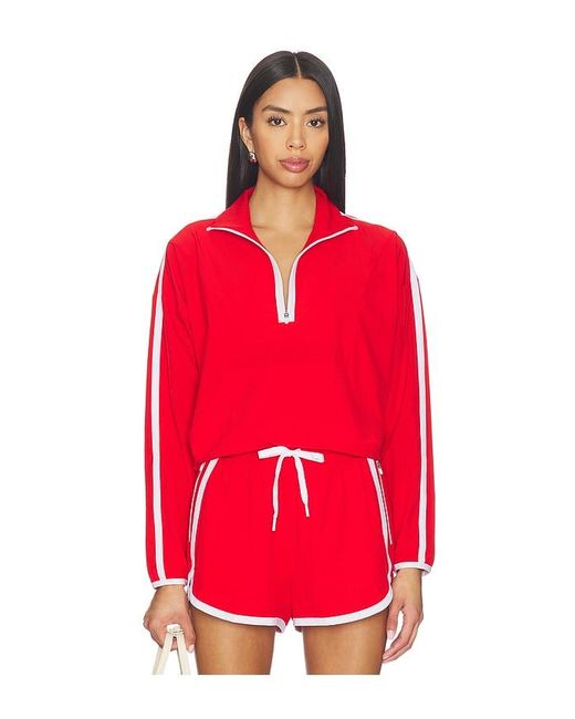 Beyond Yoga Red The Course Contrast Half Zip Pullover