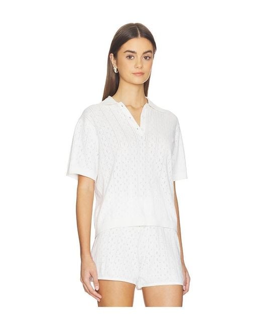 Soft Goat White Pointelle Pique Top